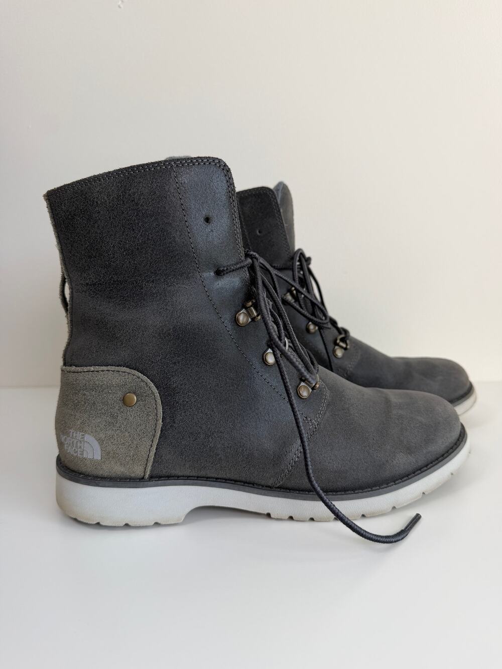 The North Face Ballard Lace II Suede Green Gray Boots Women's US 8 Lace Up Gorp